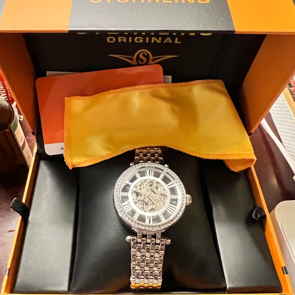 Women Silver Watch with Skeleton Dial